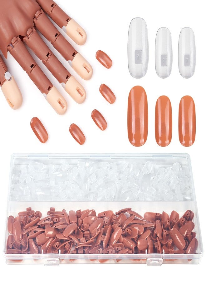 Wilfniee Fit for Wilfniee Magnetic Hand Only- 200PCS Replacement Nail Tips for Magnetic Practice Hand - Clear Brown Refill Acrylic Fake Nail Tips for Magnetic Nail Practice Hand - Image 1